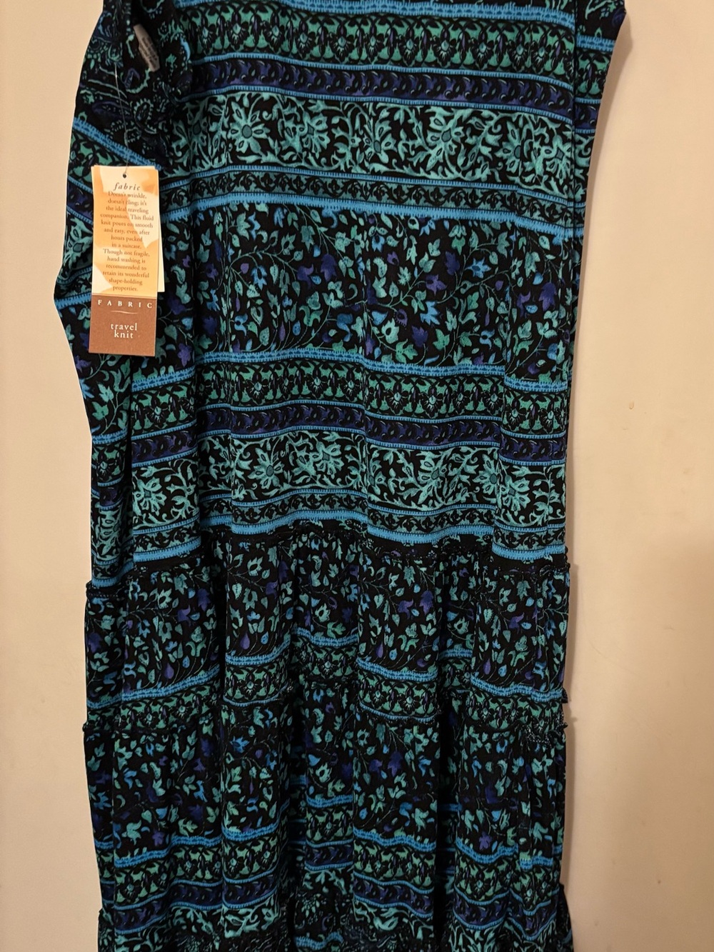 Coldwater Creek Black, Teal & Blue Printed Maxi Skirt
